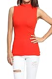TheMogan Women's Bibbed Knit Mock Neck Tank Top Sleeveless Lightweight Sweater