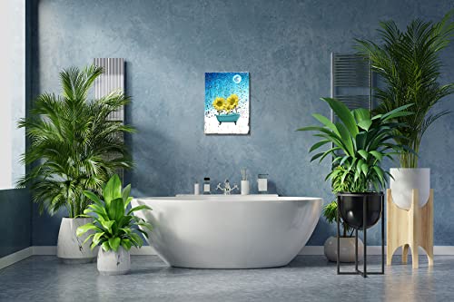 Moon Sunflower Bathroom Wall Decor-Modern Artwork Prints Wall Decor-Home Clearance Wall Art-Country Decorations For Home-Farmhouse Wall Art-Inspirational Posters-Framed Ready To Hang 12x16 Inch