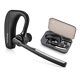 Bluetooth Headset,HonShoop Hands Free Wireless Headphone/Earpiece with Microphone and Mute Function for Office/Driver/Workout,Support iPhone,Android Cellphones[Carrying Case Included]
