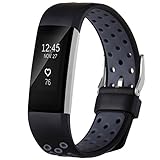 Wepro For Fitbit Charge 2 Bands, Replacement Bands Strap Wristband with Air Holes for Fitbit charge 2 HR, Black and Grey, Small