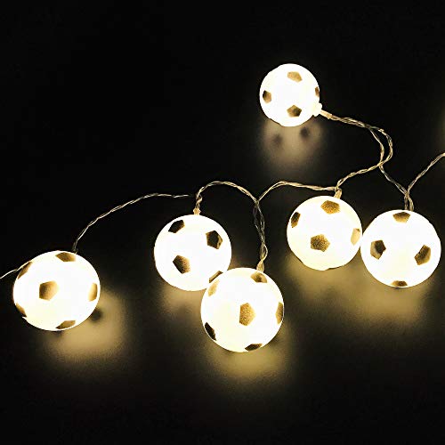 Cirkooh 3 M / 9.8 Ft 20 Lights Battery Powered Football Soccer Shape LED String Lights for Indoor/Outdoor Halloween Christmas Thanksgiving Home Party Children Kids Bedroom Decoration (Warm White)