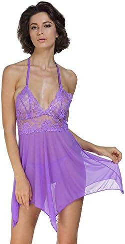 Nineteen Purple Nighty for Honeymoon Dress for Woman with Pantie