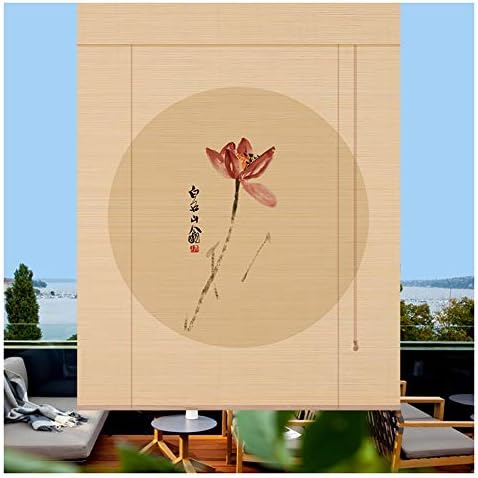 Chaxia 竹ロールスクリーン竹はウィンドウシェードを竹すだれ竹製カーテン 印刷 ローマンブラインド 背景の装飾 リビングルーム パーティション プル ロープライズドロップ 3つのスタイル Color C Size 110cmx180cm Pr365 Hr