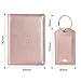 COCASES Leather Passport Holder Cover Case RFID Blocking Travel Wallet ID Card Travel Document Organizer for Women Men with Matching Luggage Tag Set - Rose Gold