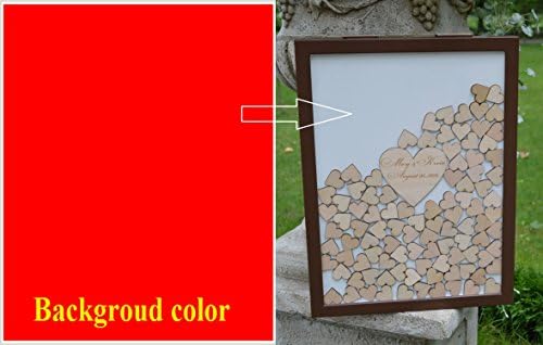 Alternative Guest Book Wedding Guest Book Personalized Drop Top box Heart Guestbook Custom wedding guestbook Memory Box Brown Guestbook (175 hearts, Red)