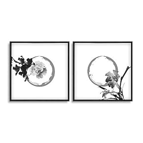 2 Piece Framed Canvas Wall Art for Living Room, Bedroom Ink Theme Canvas Prints for Home Decoration Ready to Hang - 16"x16"x2 Panels