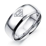 Godyce Superman Ring for Men Women Size 6-14 - 8mm Wide Stainless Steel Jewelry With Gift Box