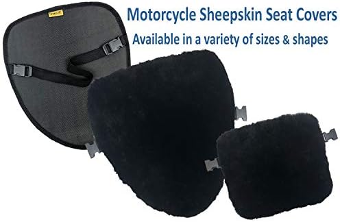 SkwooshSheepskin Motorcycle Seat Cover Pad Natural Plush Genuine Wool for Temperature Control Summer and Winter and Cushioning for Comfort (Large)