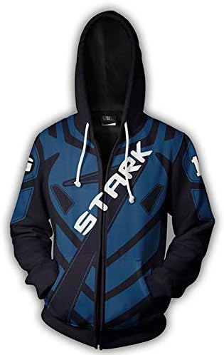 LSLRY Men's Marvel's The Avengers Tony Stark Hoodies 3D Printed Hoodies Drawstring Hoodies Zip Hooded Sweatshirt Outdoor Sweatshirt