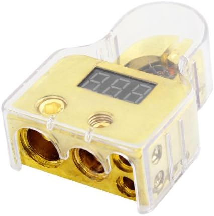12V Digital Display Positive 1/0/4 Gauge AWG Car Battery Terminal Clamp Silver Tone Metal LED Voltage display