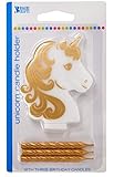 Golden Unicorn Birthday Candle Holder With Three Gold Candles