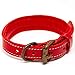 Logical Leather Padded Dog Collar - Best Full Grain Heavy Duty Genuine Leather Collar - Red - Small