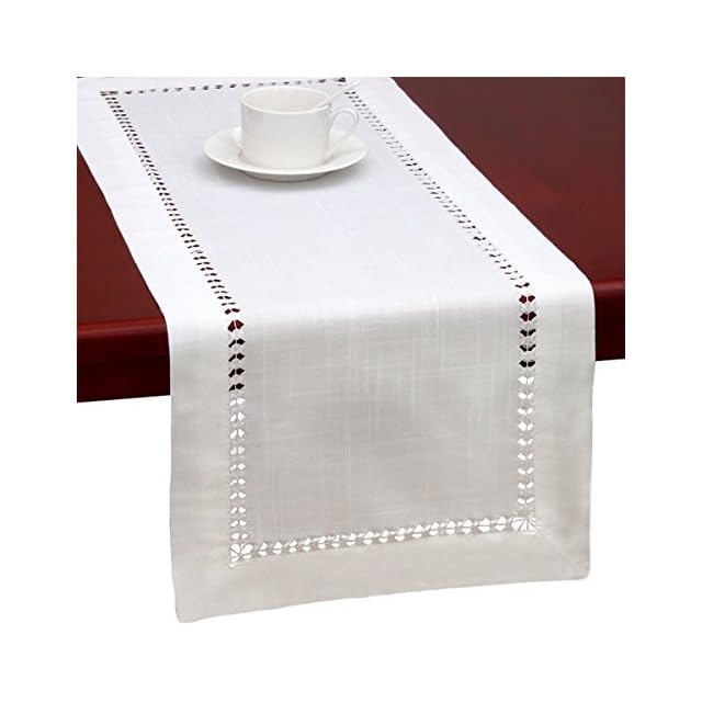 Grelucgo Handmade Hemstitched Natural Rectangle White Lace Table