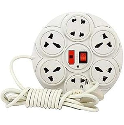 Madhram Extension Board with 8 Plug Points Copper Wiring 6 A Multi Point Cord with Led Indicator and Universal Socket (White)