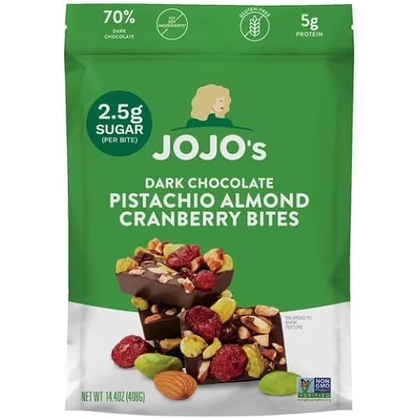 Amazon.com: JOJO's Dark Chocolate Pistachio, Almond, Cranberry