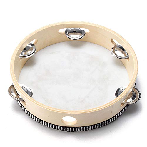 heaven2017 10 inches Faux Leather Hand Drum Tambourine Party Musical Percussion Instrument