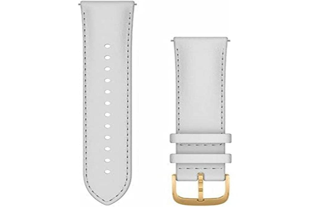 Garmin Quick Release Bands (20 mm) - White Leather Band with 24K Gold PVD Hardware