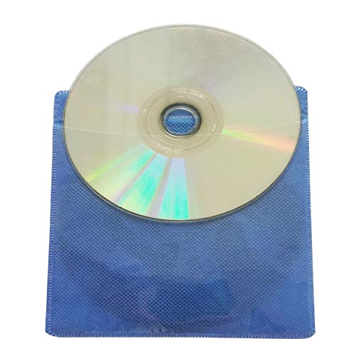 Baocool 100 Pack Premium CD DVD Sleeves,Thick Non-Woven Material Double-Sided Refill Plastic Sleeve for CD and DVD Storage Binders Disc Case (Blue) - Thumbnail 4