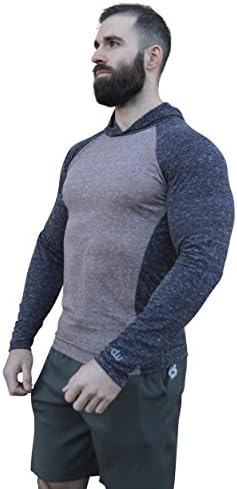 defWear Tapered Lightweight Muscle Hoodie, Soft Triblend Raglan - Look More Cut (XL, Charcoal/Bronze)