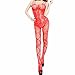 Daisland Womens Strap Floral Crotchless Bodystocking Plus Size Bodysuit for Sex (Red)