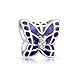 Garden Insect Cubic Zirconia Accent Purple Enamel Accents Butterfly Bead Charm .925 Sterling Silver For European Bracelet