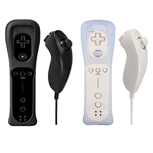 Poulep Gesture Controller and Nunchuck Joystick with Silicone Case for Nintendo Wii U Console (Black and White) - Thumbnail 6