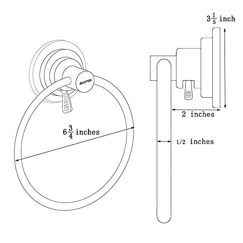 BOPai Drill Free Powerful Vacuum Suction Cup Towel Ring Shower