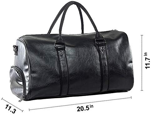 Weekender Oversized Travel Duffel Bag With Shoe Pouch, Leather Carry On Bag 4 Weekender Oversized Travel Duffel Bag With Shoe Pouch, Leather Carry On Bag