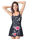 Delimira Women's Plus Size One Piece Swimdress Skirted Swimsuit Bathing Suits