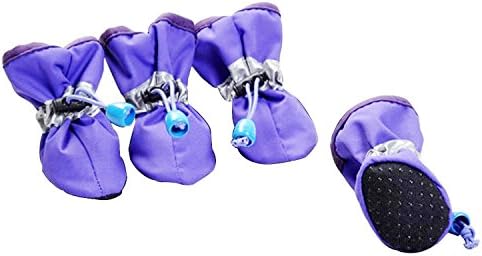 Lanlanlan Pet Dog Shoes Feetwear Rain Boots Waterproof Rain Shoes Indoor Shoes Pet Products Dog Clothes pack of 4 PURPLE XS