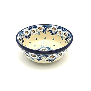 Polish Pottery Bowl – Soup and Salad – White Poppy