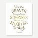 Eleville 8X10 Unframed You are braver than you believe Real Gold Foil Art Print Quote Kids Wall Art Nursery Decor Motivational Typography Quote Print wgn122
