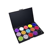Allwon Glitter Eyeshadow Pressed Glitter Makeup Palette Pigmented Shimmer Rainbow Bold Glitters Eye Shadows,15 Colors