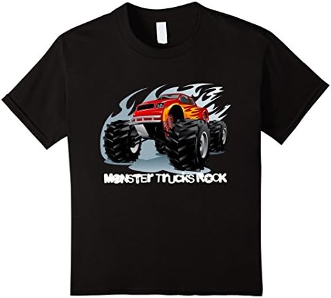 Kids Monster Trucks Rock T-Shirt for Kids, Boys &amp; Men's 10 Black