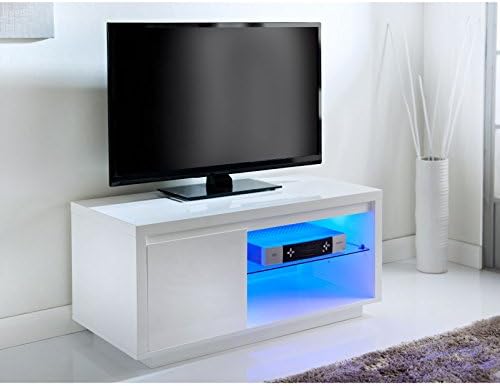 Alaska Modern Design White High Gloss Quality Coffee Table with Blue LED Lights