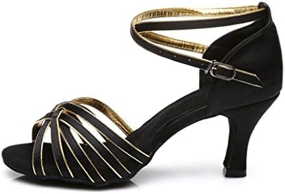 Women's Dance Shoes Latin Ballroom,Blackgold,6.5 B(M) US