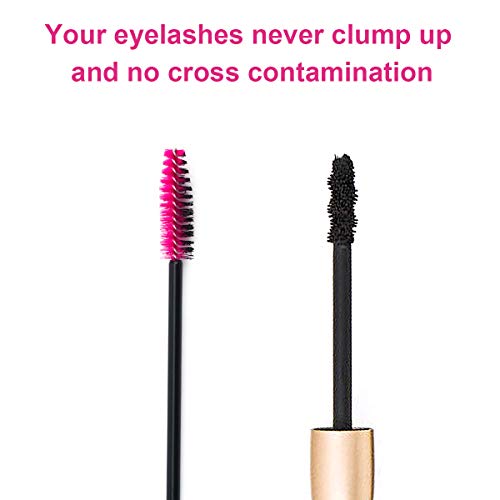 Cuttte 100pcs 10 Colors Disposable Mascara Brushes Wands with Container, Eyelash Brush Makeup Applicators Kits for Eyelash Extensions and Mascara Use