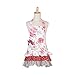 G2PLUS Lovely Classic Style Red Floral Pattern Three Ruffles Mama-Kid Girl Apron Cooking or Baking Apron with Pocket Great Gift For Wife Ladies and 2-5 yrs Old Kid Girl Daughters (Mama and Me Aprons)