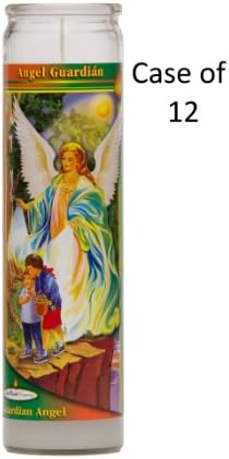 Guardian Angel Religious Prayer Candles Case of 12 / Angel Custodio Novena Vigil Candles 12 Pack