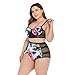 Leadmall Women’s High Waist Bikini Set – Ladies Plus Size Padded Push Up Swimsuit Mesh Patchwork Bathing Suit – Two Piece Flora Print Beachwearthumb 4