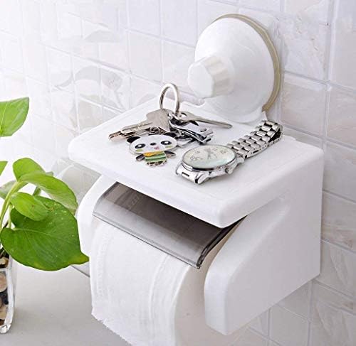 Getko Waterproof Bathroom Toilet Tissue Paper Roll Holder with Power Suction Cup (White)