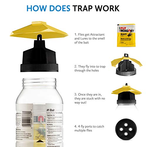 Outdoor Fly Trap [3 Pack] Fly Traps Outdoor with Dissolvable NonToxic