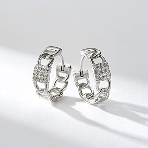 SWEETV Sterling Silver Earrings for Women Huggie Earrings Silver Hoop Earrings 20MM Hypoallergenic Piercing Cubic Zirconia Earring