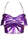 Sidecca Metallic Mermaid Costume Wet Look Halter Cropped Top (Medium, Bow-Purple)