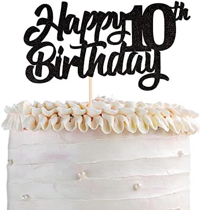 Happy 8th Birthday Cake Topper - Glitter Heart & Star Picks - Rose Gold Theme Party Decorations