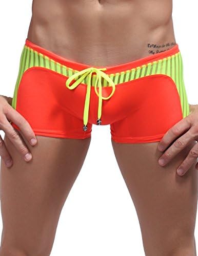 AmyTom Men's Sexy Tie Rope Swim Boxer Briefs Asia L = US M Orange