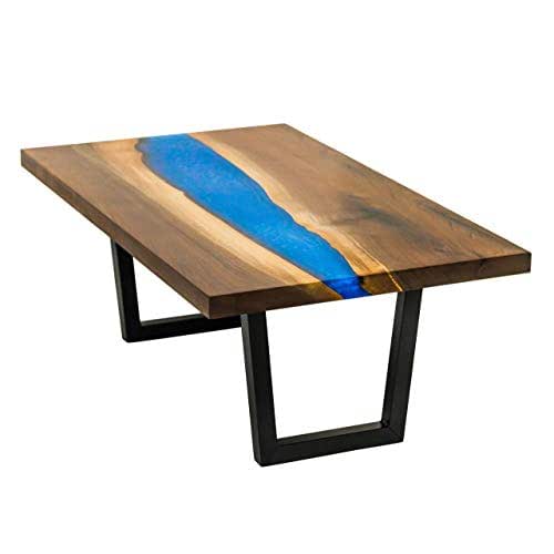 Amazon Com River Coffee Table From Live Edge Walnut With Sparkling Blue Epoxy Resin Handmade