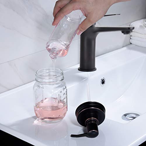 GICASA Rustproof 304 Stainless Steel Mason Jar Lotion Dispenser,Clear Glass Countertop Soap Dispenser for Bathroom Accessories, Oil Rubbed Bronze