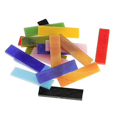 70 Pieces Stained Glass Mosaic Tiles Fit for Mosaic Making Crafts Supplies 10x40mm