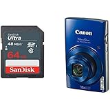 Canon PowerShot ELPH 190 Digital Camera + 64 GB Memory Card (Blue)